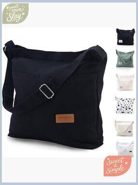 Canvas Tote Bag - Crossbody, Shoulder, Travel & Beach